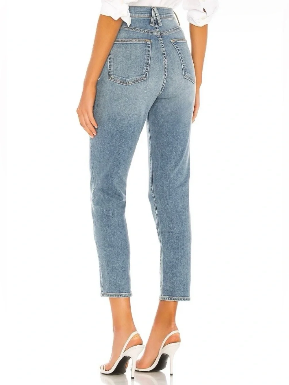 SLVRLAKE Beatnik Ankle Slim High Rise Light Women’s Blue Denim Jeans Size 23 - Picture 2 of 16